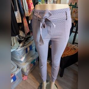 Jules And‎ Leopold Purple Polka Dot Tie-Waist Pants Very Stretchy Size XS